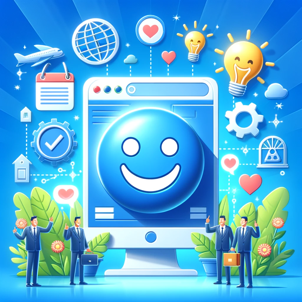 DALL·E 2023-12-26 16.26.40 - Image depicting a vibrant and successful website with a happy face, representing a website that is functioning efficiently, producing leads, and gener