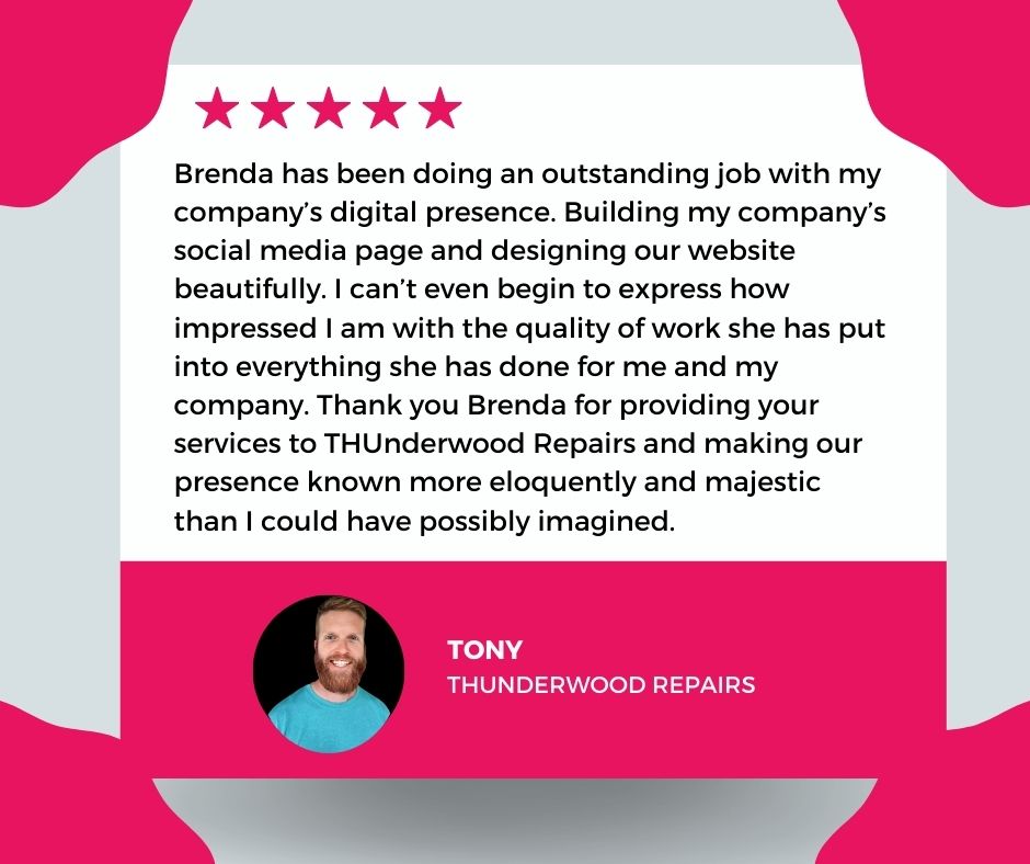 Thunderwood Review of Brenda Powers Digital Marketing in Columbia, TN after completeing the website and Facebook marketing page for his business in Baton Rouge